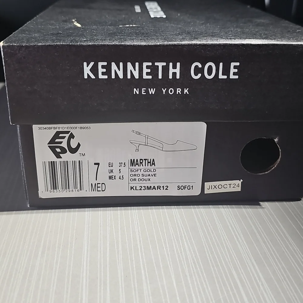 Kenneth Cole Martha Chic Elegant Slingback Kitten Heels Soft Gold Size 7M NEW - Picture 12 of 12